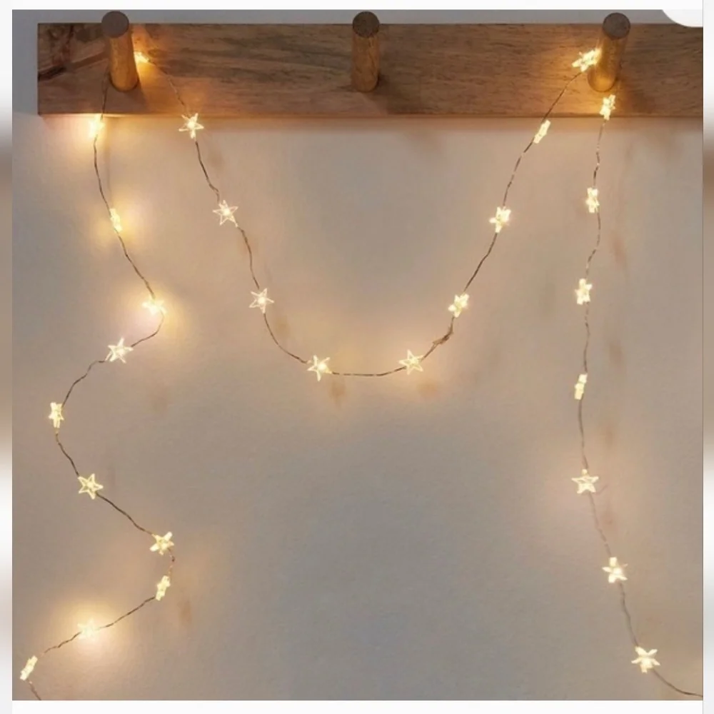 Free People Starry String Lights Mini White 7' Copper Wire With 3 Batteries NWOT